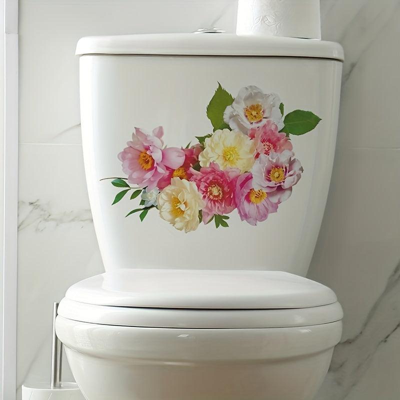 Tropical Green Plants Sticker Leaves Flowers Pattern Toilet Stickers