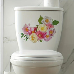 Tropical Green Plants Sticker Leaves Flowers Pattern Toilet Stickers