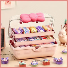 Pink Hair Accessories Storage Box for Dressing Table