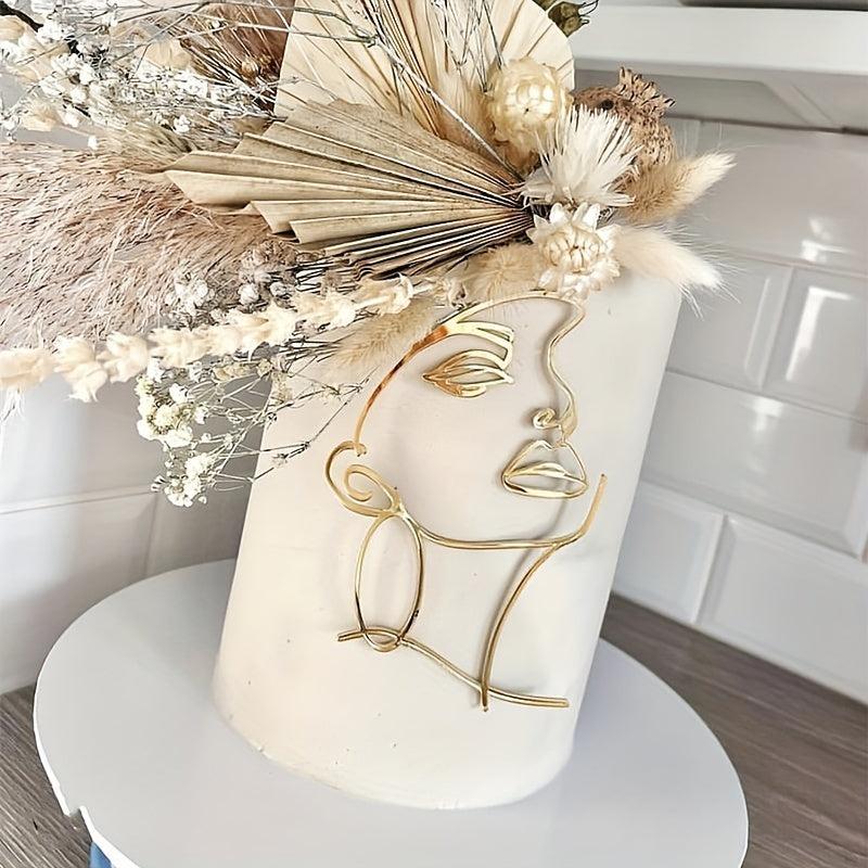 Minimalist Acrylic Face Cake Decoration for Dessert Table & Party Decor