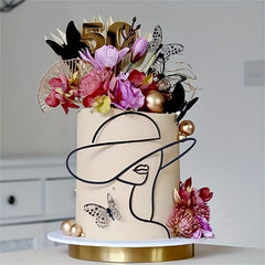 Minimalist Acrylic Face Cake Decoration for Dessert Table & Party Decor
