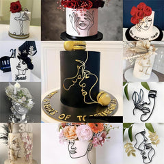 Minimalist Acrylic Face Cake Decoration for Dessert Table & Party Decor