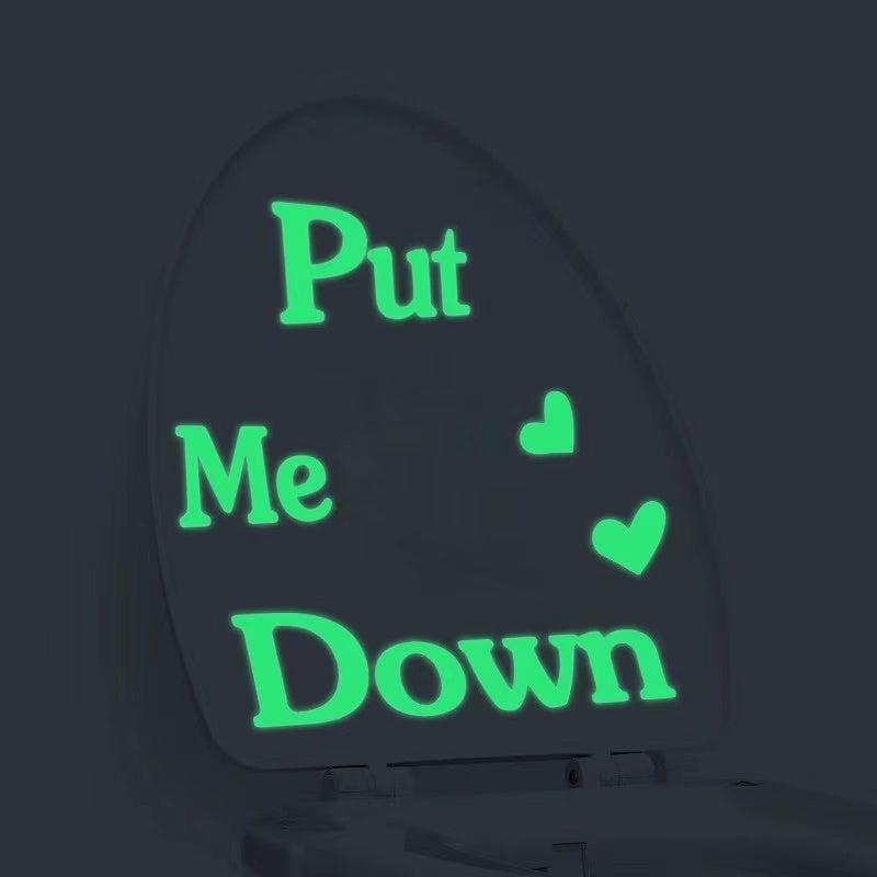 Luminous Carved Toilet Stickers Bathroom Wall Stickers Toilet Lid Sticker