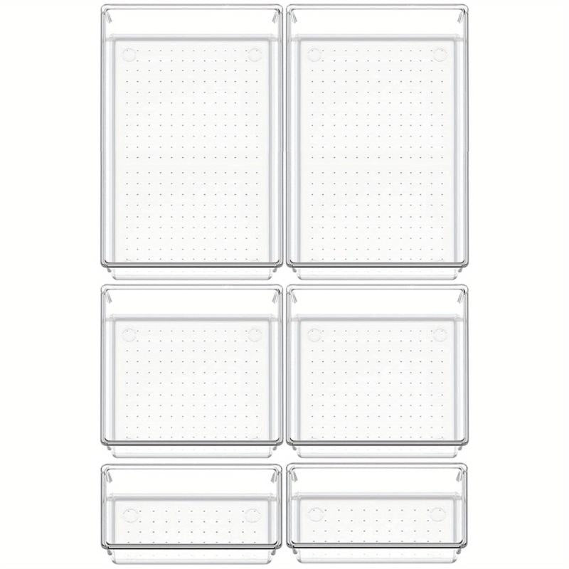 12pcs Drawer Organizer Trays Transparent Plastic Customize Layout Storage Bins