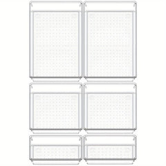 12pcs Drawer Organizer Trays Transparent Plastic Customize Layout Storage Bins