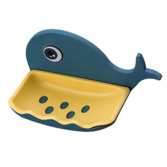 Whale Soap Dish Double Layer Drain Bathroom Wall Mount Storage Tray