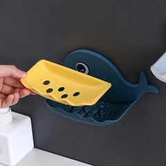 Whale Soap Dish Double Layer Drain Bathroom Wall Mount Storage Tray
