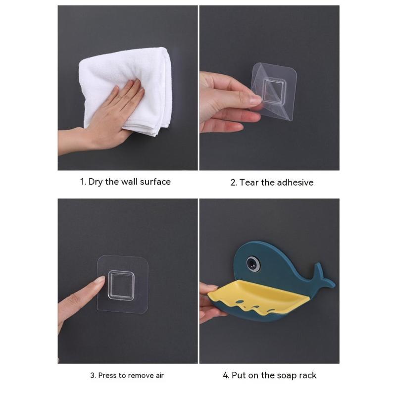 Whale Soap Dish Double Layer Drain Bathroom Wall Mount Storage Tray