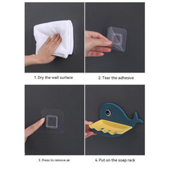 Whale Soap Dish Double Layer Drain Bathroom Wall Mount Storage Tray