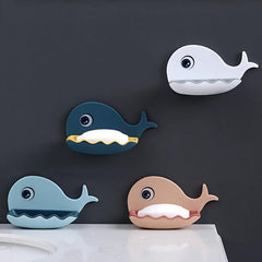 Whale Soap Dish Double Layer Drain Bathroom Wall Mount Storage Tray