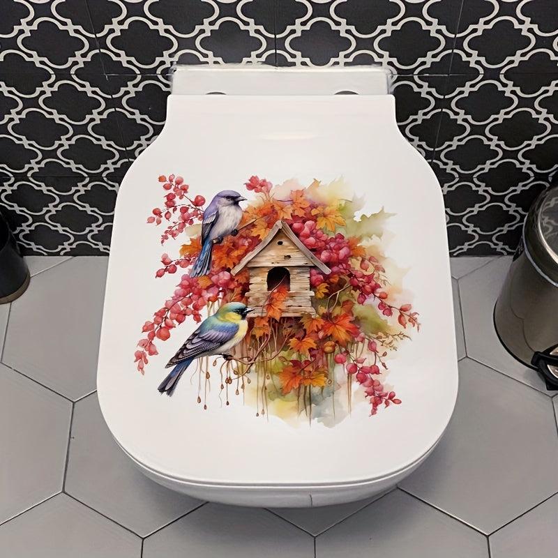 2 Birds Bathroom Decoration Decal Toilet Lid Sticker