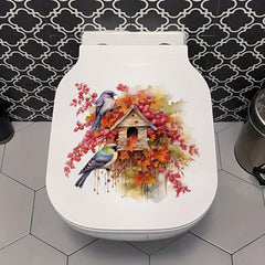 2 Birds Bathroom Decoration Decal Toilet Lid Sticker
