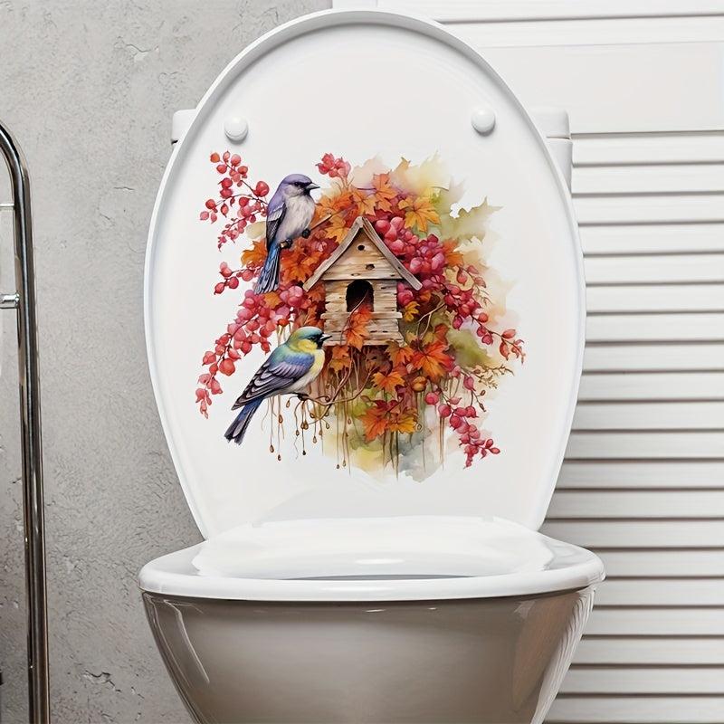 2 Birds Bathroom Decoration Decal Toilet Lid Sticker