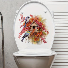 2 Birds Bathroom Decoration Decal Toilet Lid Sticker