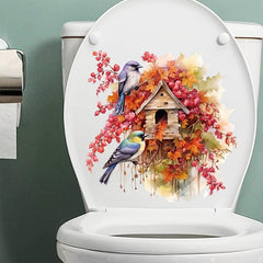 2 Birds Bathroom Decoration Decal Toilet Lid Sticker