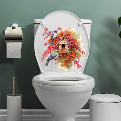 2 Birds Bathroom Decoration Decal Toilet Lid Sticker