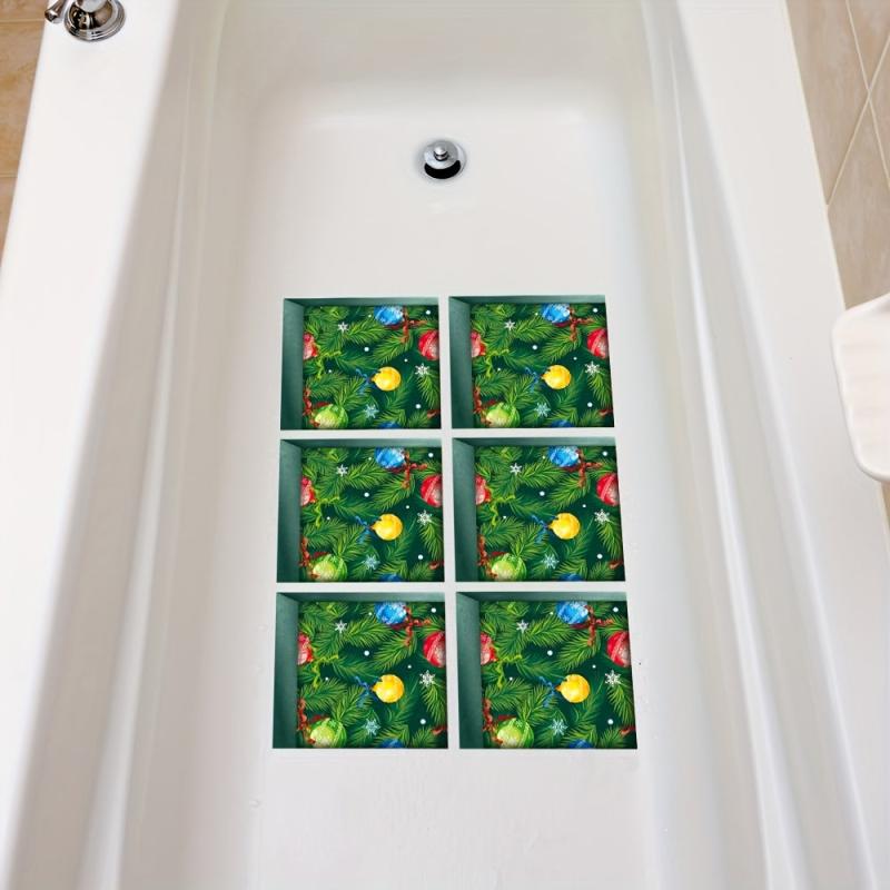 6pcs Christmas Tree Bathtub Appliques Waterproof Self-adhesive Bathtub Stickers
