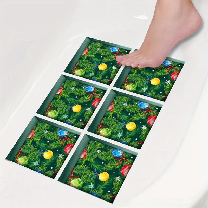 6pcs Christmas Tree Bathtub Appliques Waterproof Self-adhesive Bathtub Stickers
