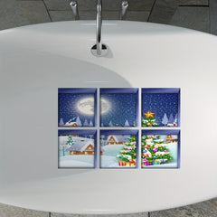 6pcs Christmas Bathtub Appliques Waterproof Frosted Sticker