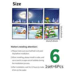 6pcs Christmas Bathtub Appliques Waterproof Frosted Sticker
