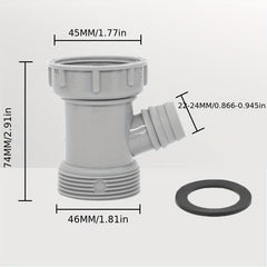 Overflow Three way Sink Drain Pipe Drain Waste Trap Pipe Extension Connector