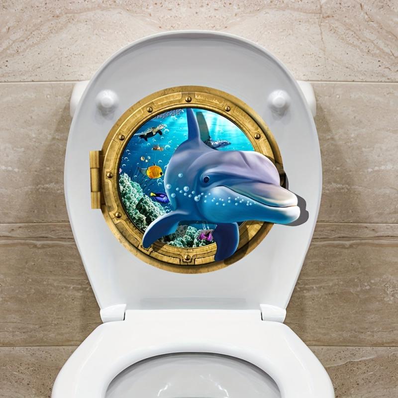 3D Dolphin Diving Mirror Toilet Sticker