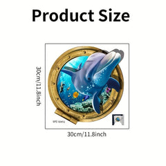 3D Dolphin Diving Mirror Toilet Sticker