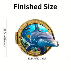 3D Dolphin Diving Mirror Toilet Sticker