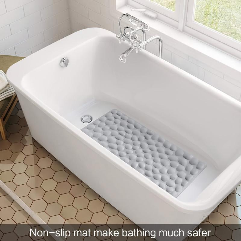 Non Slip Bathtub Mat Soft Rubber Bathroom Bathmat with Strong Suction Cups
