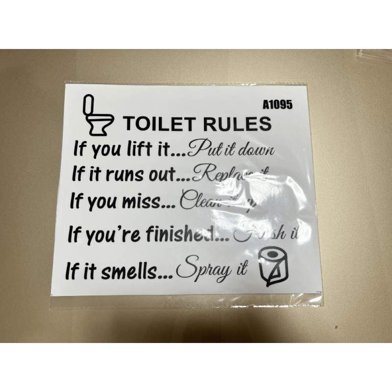 2PCS Toilet Lid Decals Vinyl Art Decals Bathroom Decor Toilet Rules Signs