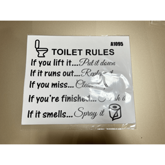 2PCS Toilet Lid Decals Vinyl Art Decals Bathroom Decor Toilet Rules Signs