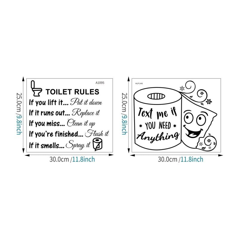 2PCS Toilet Lid Decals Vinyl Art Decals Bathroom Decor Toilet Rules Signs
