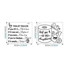 2PCS Toilet Lid Decals Vinyl Art Decals Bathroom Decor Toilet Rules Signs