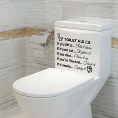 2PCS Toilet Lid Decals Vinyl Art Decals Bathroom Decor Toilet Rules Signs