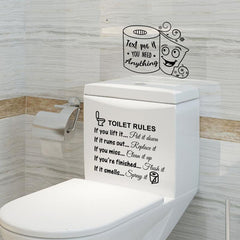 2PCS Toilet Lid Decals Vinyl Art Decals Bathroom Decor Toilet Rules Signs