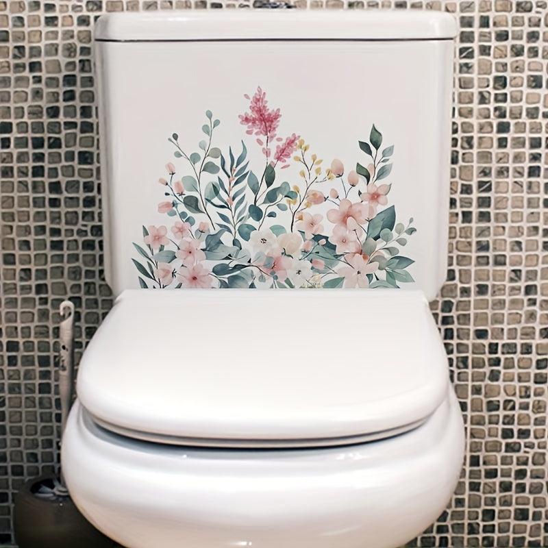 Flowers Pattern Toilet Stickers Self Adhesive Bathroom Wall Sticker Waterproof
