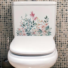 Flowers Pattern Toilet Stickers Self Adhesive Bathroom Wall Sticker Waterproof