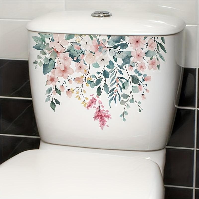 Flowers Pattern Toilet Stickers Self Adhesive Bathroom Wall Sticker Waterproof