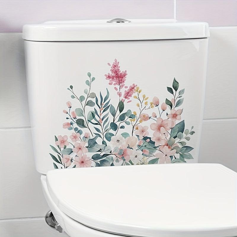 Flowers Pattern Toilet Stickers Self Adhesive Bathroom Wall Sticker Waterproof