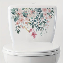 Flowers Pattern Toilet Stickers Self Adhesive Bathroom Wall Sticker Waterproof