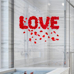 6pcs Rose Petal Bathtub Appliques LOVE Romantic Sticker Non-slip Decor