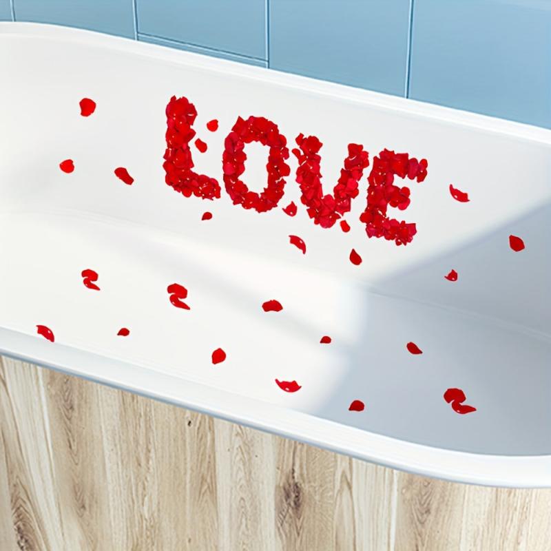 6pcs Rose Petal Bathtub Appliques LOVE Romantic Sticker Non-slip Decor