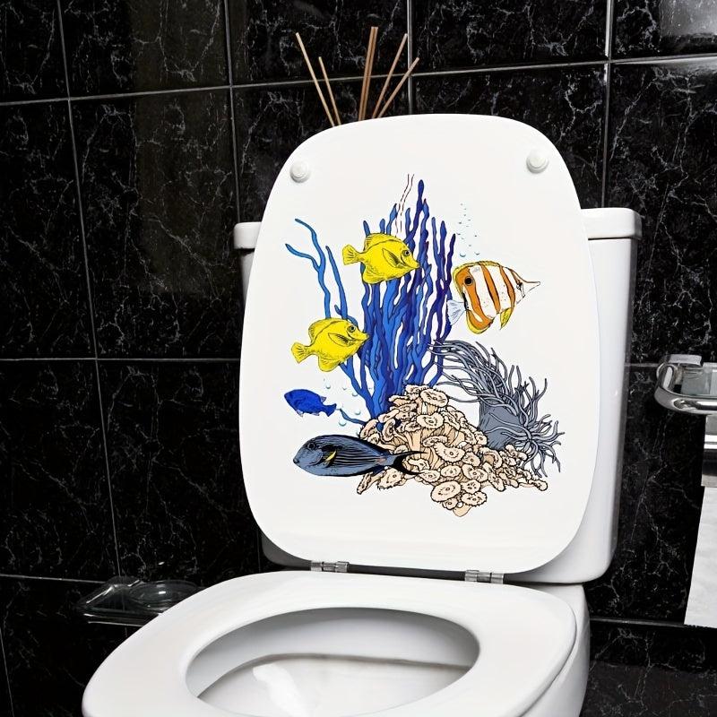 Underwater Coral Fish Toilet Lid Decal - Waterproof Tile Sticker