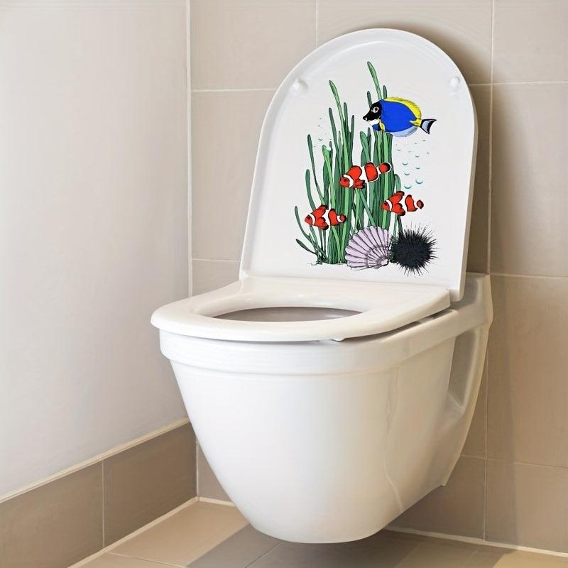 Underwater Coral Fish Toilet Lid Decal - Waterproof Tile Sticker