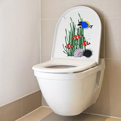 Underwater Coral Fish Toilet Lid Decal - Waterproof Tile Sticker