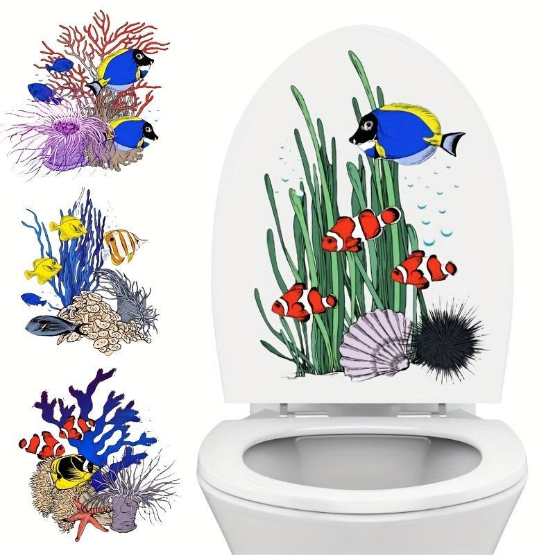 Underwater Coral Fish Toilet Lid Decal - Waterproof Tile Sticker