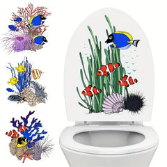 Underwater Coral Fish Toilet Lid Decal - Waterproof Tile Sticker