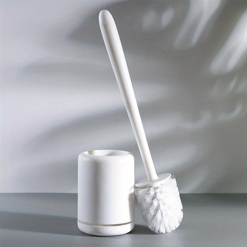 Soft Bristle Toilet Brush with Long Handle and Holder