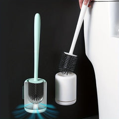 Soft Bristle Toilet Brush with Long Handle and Holder