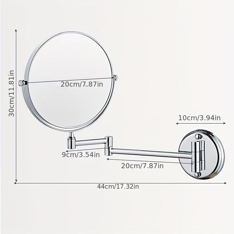 Stainless Steel Wall-Mounted 8-Inch 3X Magnification Makeup Mirror